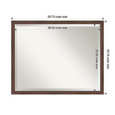 Florence Medium Brown Beveled Framed Bathroom Wall Mirror