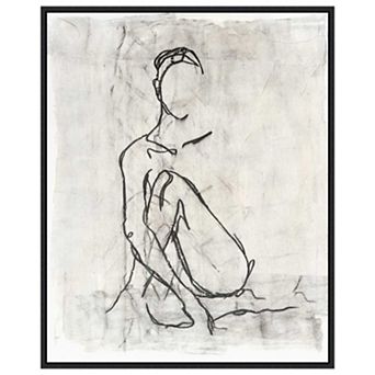 Embellished Nude Contour Sketch Ii By Ethan Harper Framed Canvas Wall Art Print