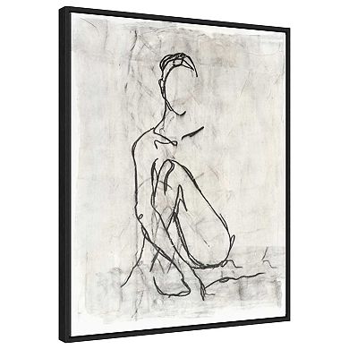 Embellished Nude Contour Sketch Ii By Ethan Harper Framed Canvas Wall Art Print