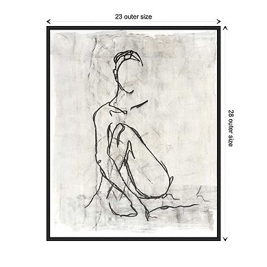 Embellished Nude Contour Sketch Ii By Ethan Harper Framed Canvas Wall Art Print