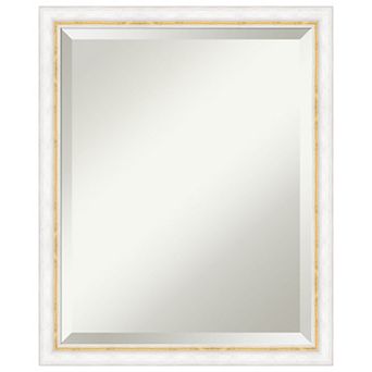 Morgan White Gold Beveled Wood Framed Bathroom Wall Mirror