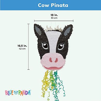 Pull String Cow Pinata For Girls Farm Birthday Party Decorations, 16.5 X 13 X 3