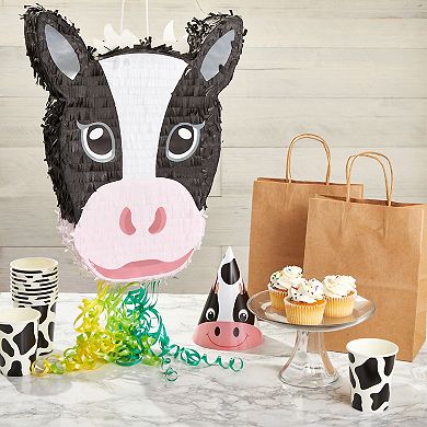 Pull String Cow Pinata For Girls Farm Birthday Party Decorations, 16.5 X 13 X 3