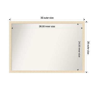 Woodgrain Stripe Non-beveled Wood Bathroom Wall Mirror