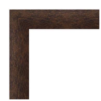 Warm Walnut Beveled Wood Framed Bathroom Wall Mirror