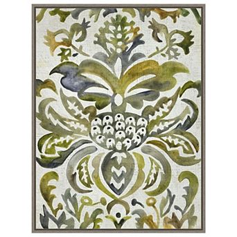Verdant Sage Damask Iv By Chariklia Zarris Framed Canvas Wall Art Print