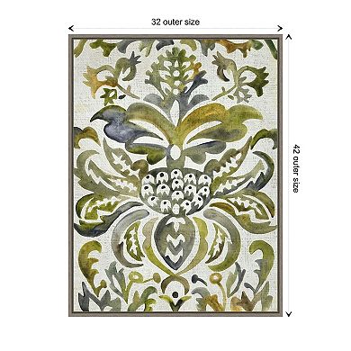 Verdant Sage Damask Iv By Chariklia Zarris Framed Canvas Wall Art Print