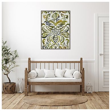 Verdant Sage Damask Iv By Chariklia Zarris Framed Canvas Wall Art Print
