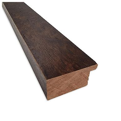 Warm Walnut Narrow Beveled Wood Framed Bathroom Wall Mirror