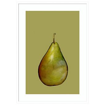 Pear On Green By Sarah Thompsonengels Wood Framed Wall Art Print