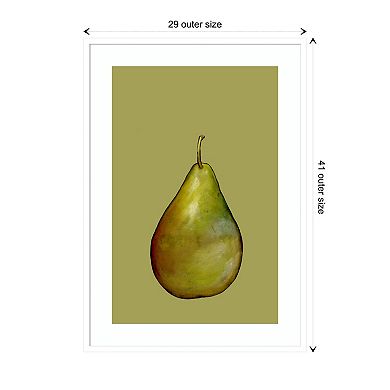 Pear On Green By Sarah Thompsonengels Wood Framed Wall Art Print