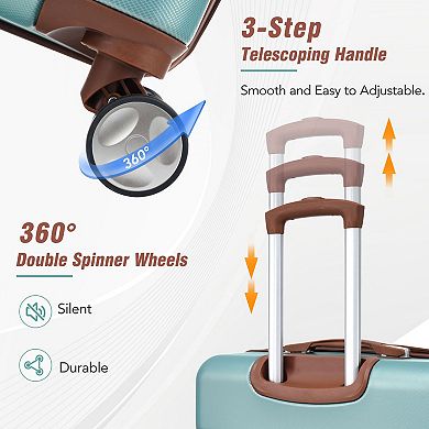 Hardside Spinner Luggage Set Of 3 Cosmetic Case With Tsa Lock