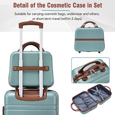 Hardside Spinner Luggage Set Of 3 Cosmetic Case With Tsa Lock