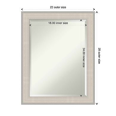 Cottage White Silver Beveled Wood Framed Bathroom Wall Mirror