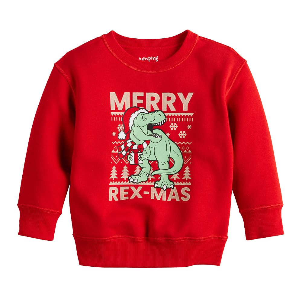 CHRISTMAS PRINT BOYS FLEECE SWEATSHIRT JOGGER SET - RED main image 1