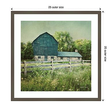 Blissful Country Iii (barn) By Elizabeth Urquhart Wood Framed Wall Art Print