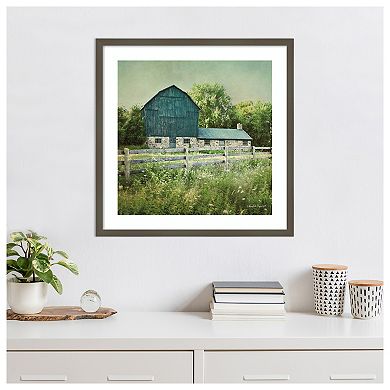 Blissful Country Iii (barn) By Elizabeth Urquhart Wood Framed Wall Art Print