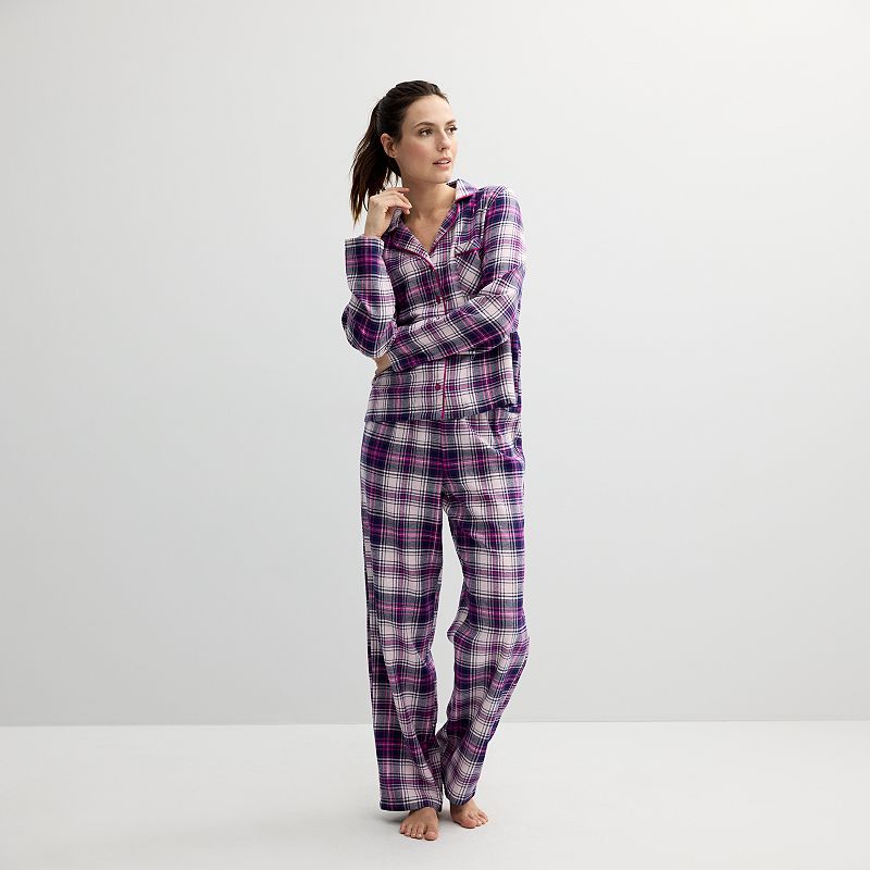 Women's Sonoma Goods For Life® Flannel Notch Pajama Top & Pajama Pants Set