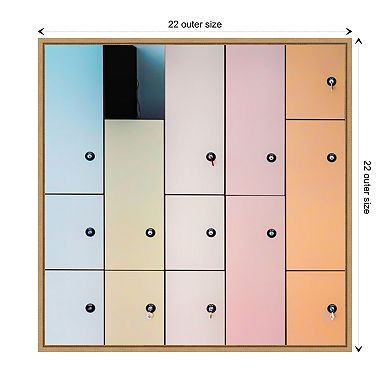 Pastel Lockers By Luc Vangindertael (lagrange) Framed Canvas Wall Art Print