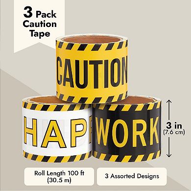 3 Rolls Of Under Construction Tape For Party Decorations, 3" Wide, 100 Foot Roll