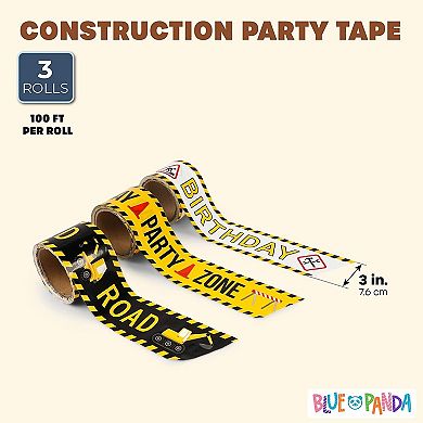 3 Rolls Of Under Construction Tape For Party Decorations, 3" Wide, 100 Foot Roll