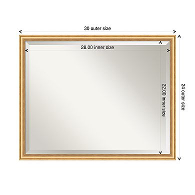 Salon Scoop Gold Beveled Wood Framed Bathroom Wall Mirror