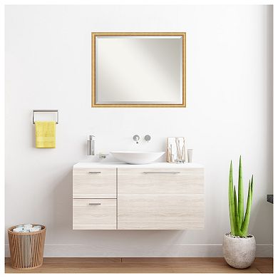 Salon Scoop Gold Beveled Wood Framed Bathroom Wall Mirror