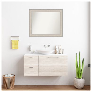 Cottage White Silver Non-beveled Wood Bathroom Wall Mirror