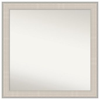 Cottage White Silver Non-beveled Wood Bathroom Wall Mirror