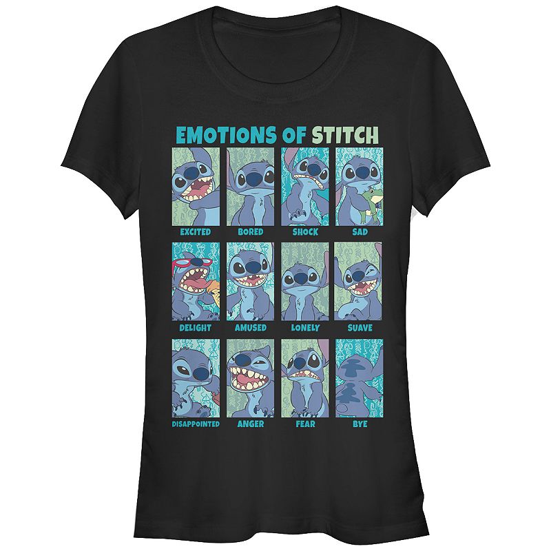 Disney's Lilo & Stitch Emotions Of Stitch Juniors' Graphic Tee, Girl's,