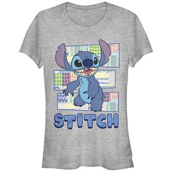 Disney's Lilo & Stitch Multi Pattern Background Stitch Juniors' Graphic Tee