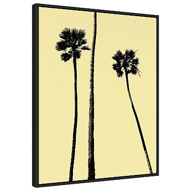 Palm Trees 2000 (yellow) By Erik Asla Framed Canvas Wall Art Print