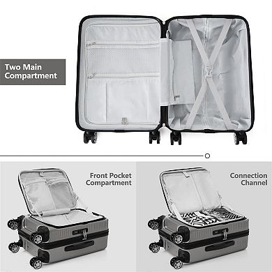 2-piece Luggage Set With Front Pocket, Usb Port And Carrying Case