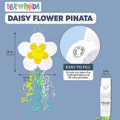 Small Pull String Daisy Pinata For Flower Birthday Party Decorations, 13x13x3 In