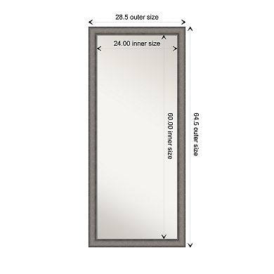Burnished Concrete Wood Non Beveled Full Length Floor Leaner Mirror