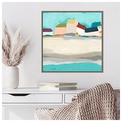 Coastal Village I By June Erica Vess Framed Canvas Wall Art Print