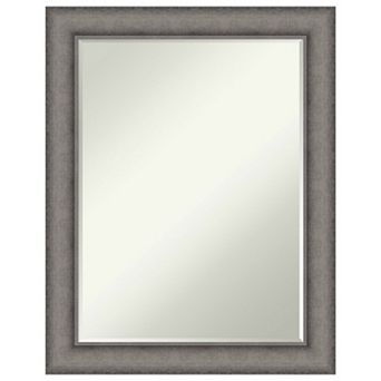 Burnished Concrete Petite Bevel Wood Bathroom Wall Mirror - Glass Size 18 X 24