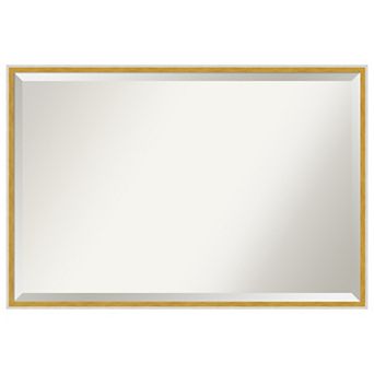 Paige White Gold Beveled Wood Framed Bathroom Wall Mirror