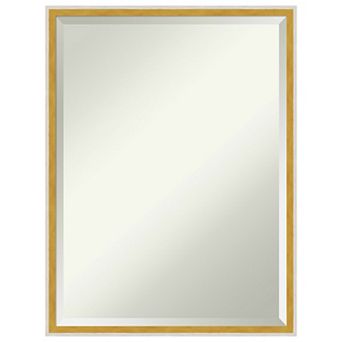 Paige White Gold Beveled Wood Framed Bathroom Wall Mirror