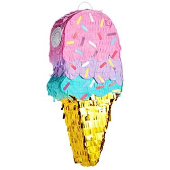 Ice Cream Pinata For "two Sweet" Summer Birthday Party, Small, 7.6x2.9x16.4 In