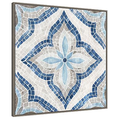 Blue Single Moroccan Tile By Eva Watts Framed Canvas Wall Art Print