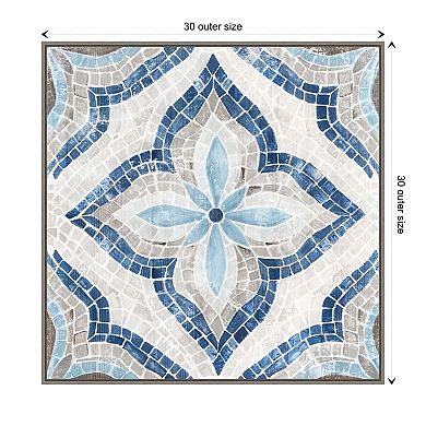 Blue Single Moroccan Tile By Eva Watts Framed Canvas Wall Art Print