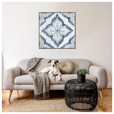 Blue Single Moroccan Tile By Eva Watts Framed Canvas Wall Art Print