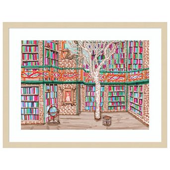 Tree Library By Charlotte Orr Wood Framed Wall Art Print