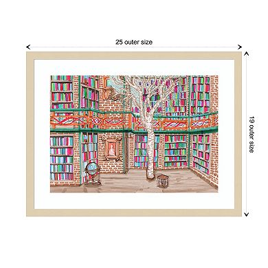 Tree Library By Charlotte Orr Wood Framed Wall Art Print