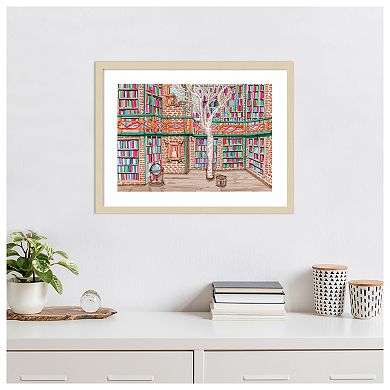 Tree Library By Charlotte Orr Wood Framed Wall Art Print