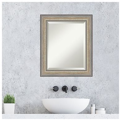Fleur Silver Beveled Wood Framed Bathroom Wall Mirror