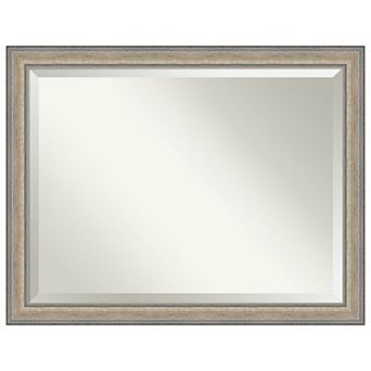 Fleur Silver Beveled Wood Framed Bathroom Wall Mirror