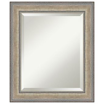 Fleur Silver Beveled Wood Framed Bathroom Wall Mirror