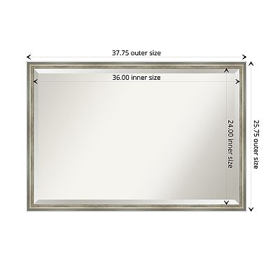 Salon Scoop Silver Beveled Wood Framed Bathroom Wall Mirror